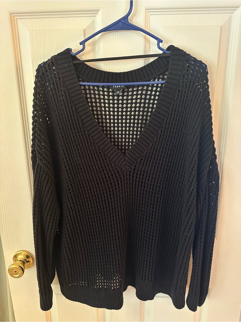 torrid Black Open-Knit V-Neck Sweater